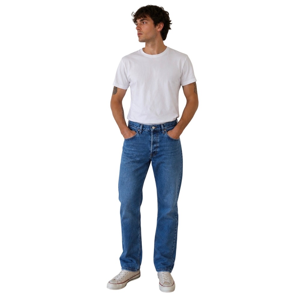 Levis 501 Original Fit Jeans Men 34x34 Blue Denim Straight Leg Button Fly